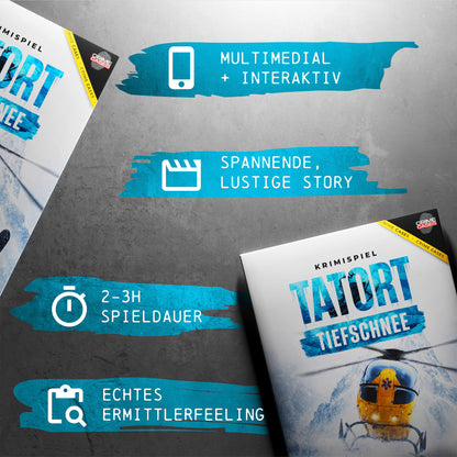 Tatort Tiefschnee: multimedial und interaktiv, spannende und lustige Story, 2–3 Stunden Spieldauer, echtes Ermittlerfeeling