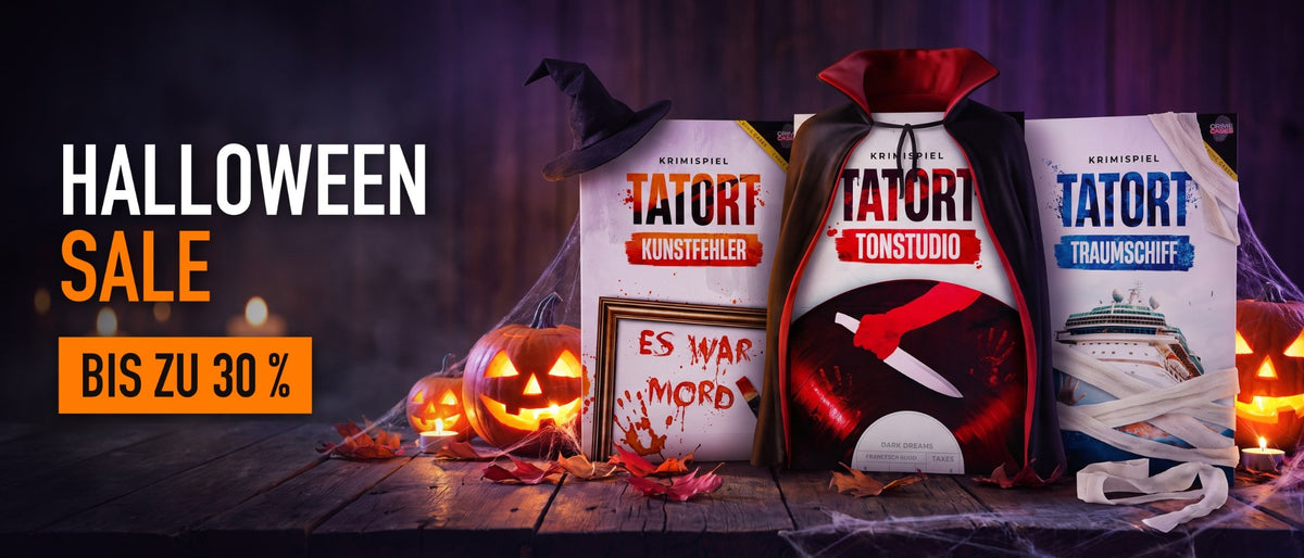 Halloween Sale bei Crime Cases: bis zu 30 % auf die Krimispiele Tatort Kunstfehler, Tonstudio und Traumschiff